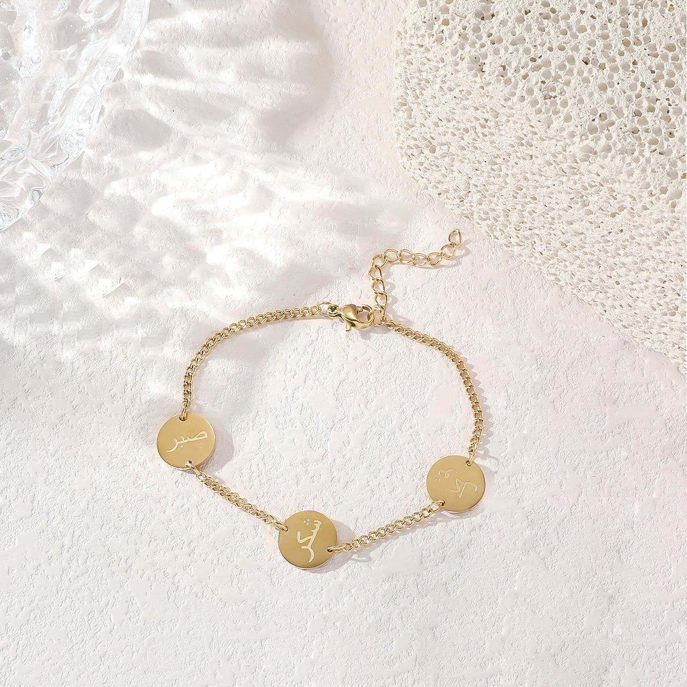 18K Gold Titanium Islam Stainless Steel Arabic Symbol Necklace Ring Bracelet for Women Set Design Collarbone Chain Pendant Women celestejewels