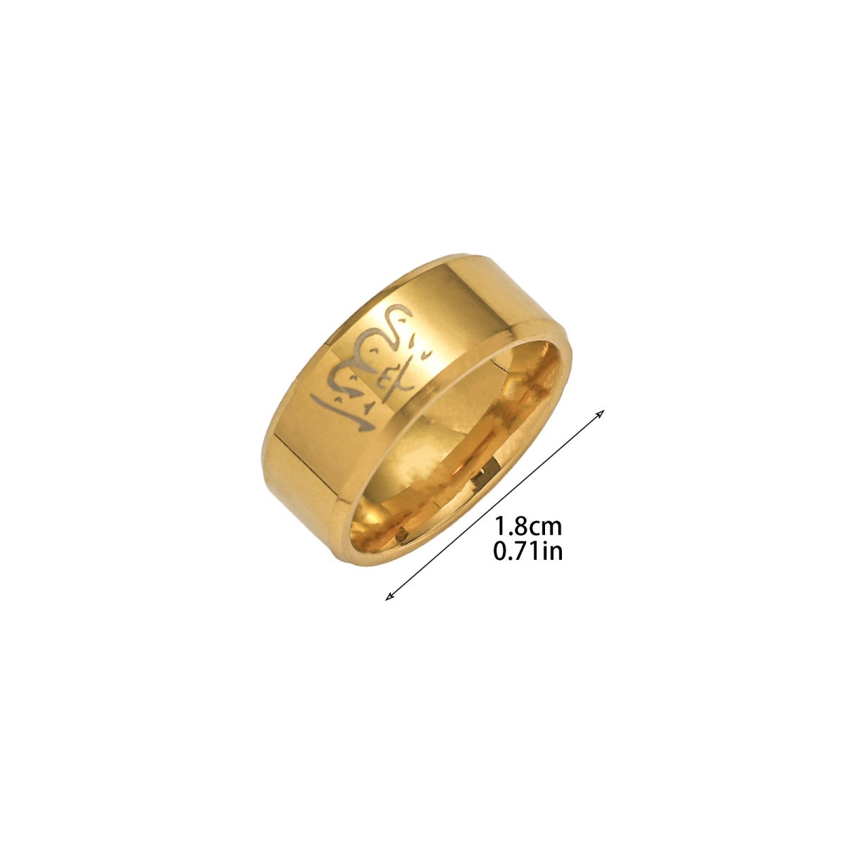 8MM Allah Arabic Muslim Ayatul Kursi Quran Islam Pvd Stainless Steel Fine Fashion Jewelry Rings for Men celestejewels