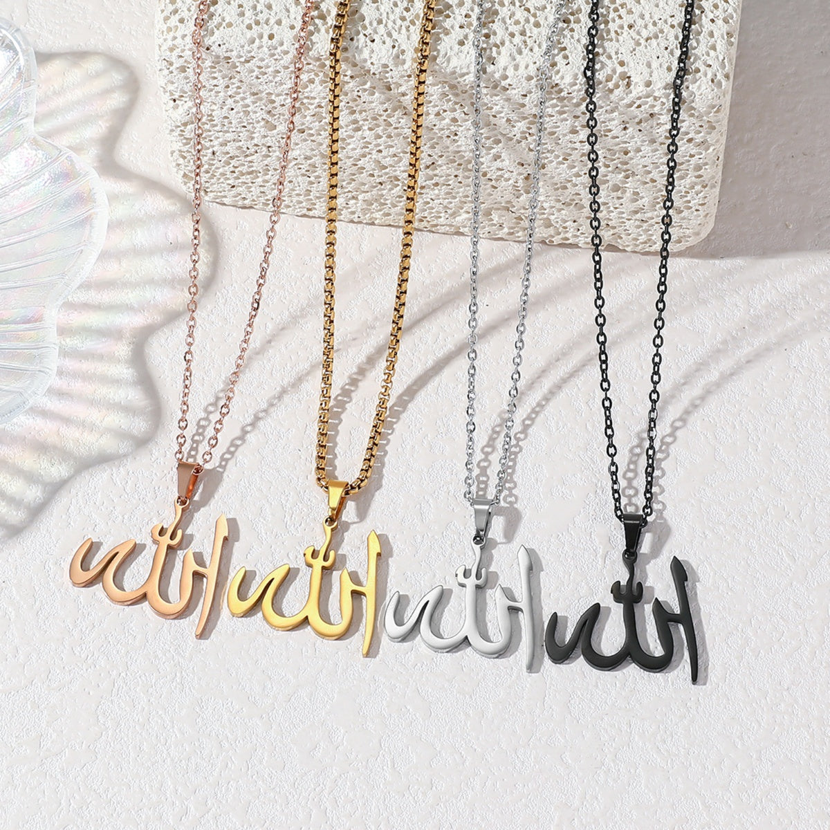 Religious God Allah Arabic Quran Islamic Muslim Stainless Steel Eid Pendant Fashion Jewelry Necklaces celestejewels