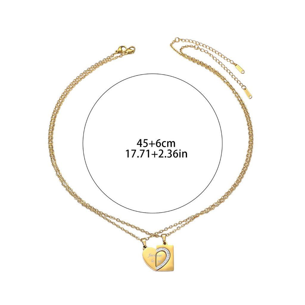 Forever Love Couple Matching Stitching Heart Waterproof Stainless Steel Fashion Jewelry Pendants Necklaces Men Women celestejewels