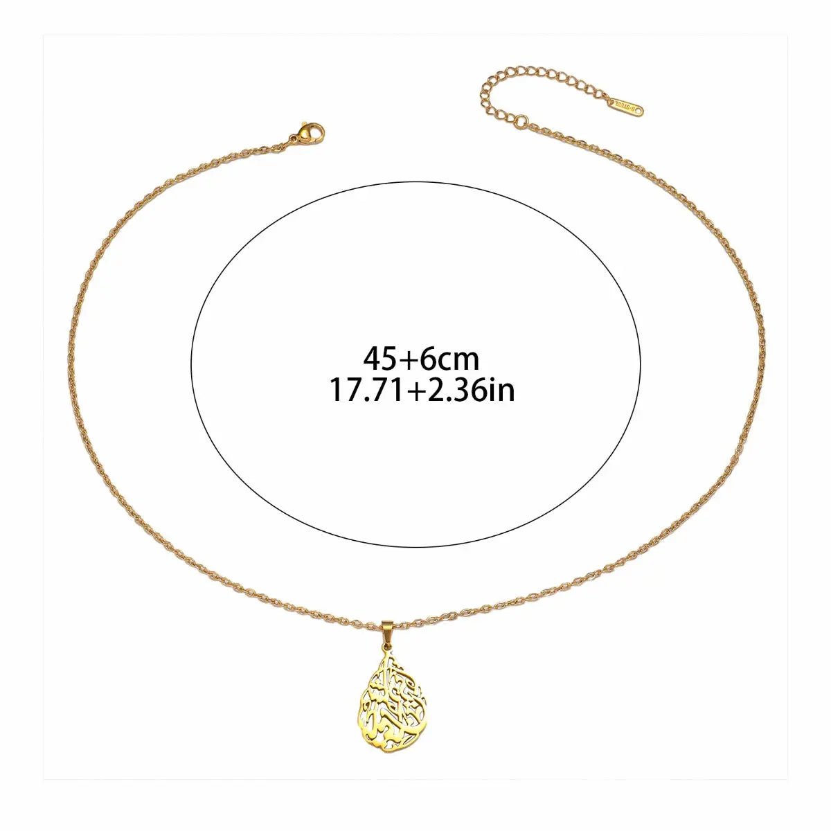 Calligraphy Amulet Quran Verse Islamic Muslim Titanium Stainless Steel Eid Pendant Fashion Jewelry Necklace celestejewels