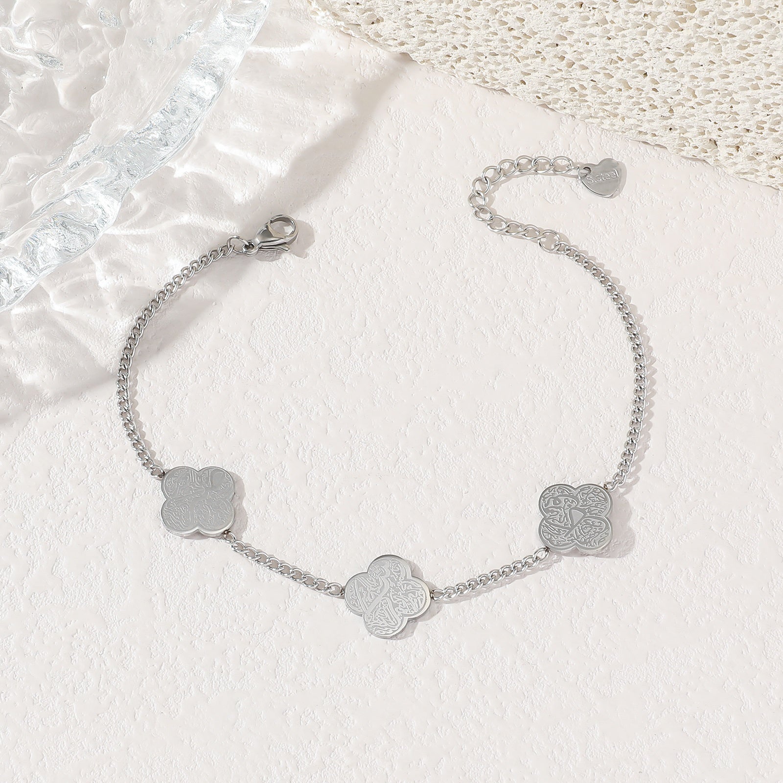 Clover Arabic Islam Muslim Ayatul Kursi Waterproof Gold Plated Stainless Steel Fashion Jewelry Bracelets for  Women celestejewels