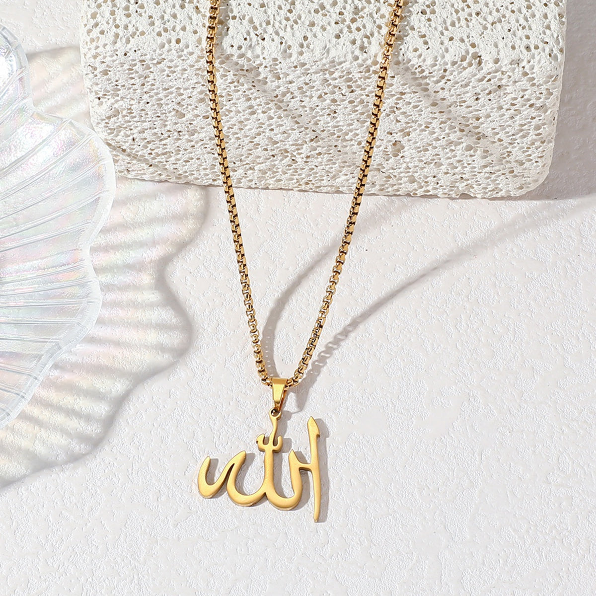 Religious God Allah Arabic Quran Islamic Muslim Stainless Steel Eid Pendant Fashion Jewelry Necklaces celestejewels