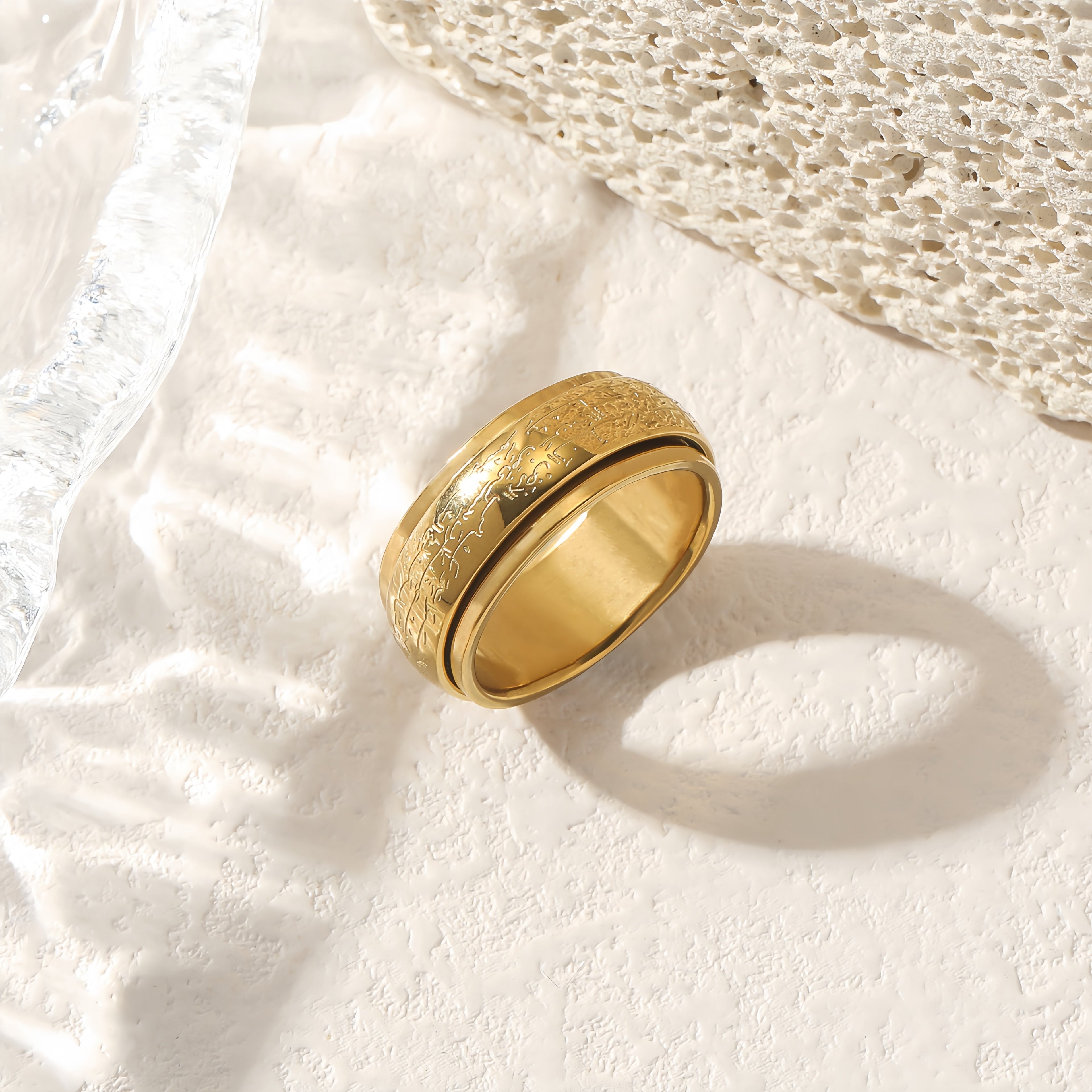 Rotatable Allah Arabic Muslim Religious Islam Waterproof Stainless Steel Non Anti Tarnish Jewelry Rings celestejewels