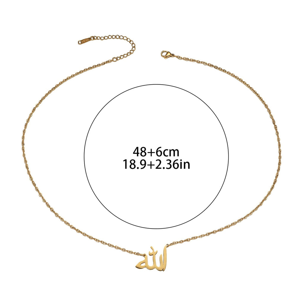 Allah Arabic Islam Muslim Ayatul Kursi Waterproof Stainless Steel Fashion Jewelry Necklace celestejewels