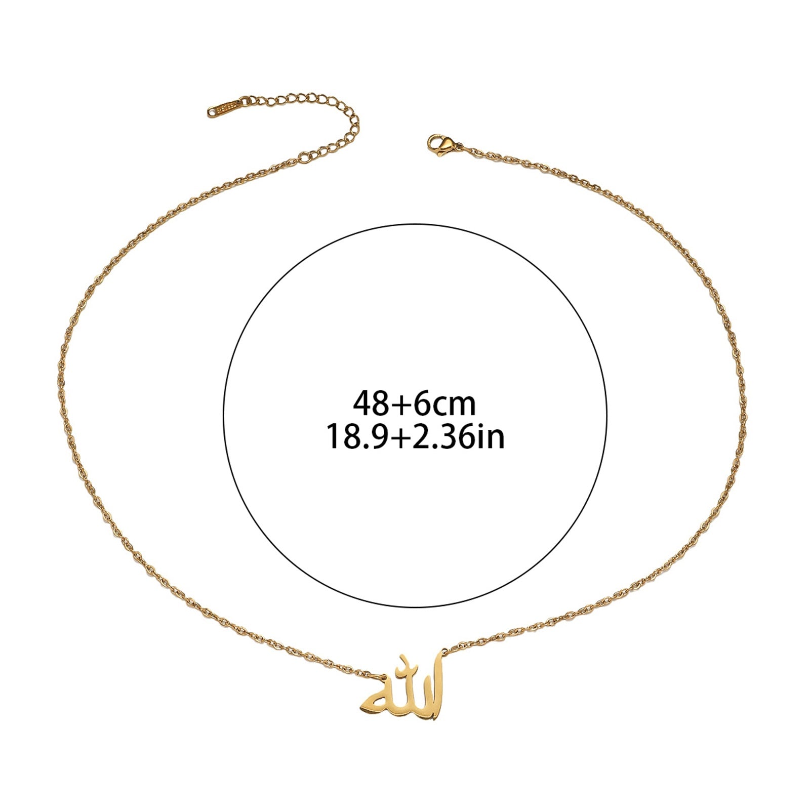 Allah Arabic Islam Muslim Ayatul Kursi Waterproof Stainless Steel Fashion Jewelry Necklace celestejewels