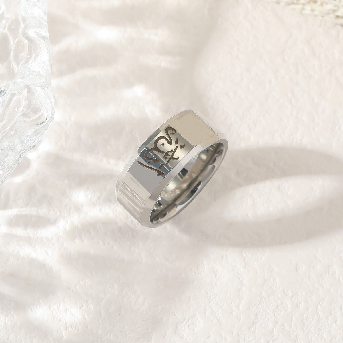 8MM Allah Arabic Muslim Ayatul Kursi Quran Islam Pvd Stainless Steel Fine Fashion Jewelry Rings for Men celestejewels