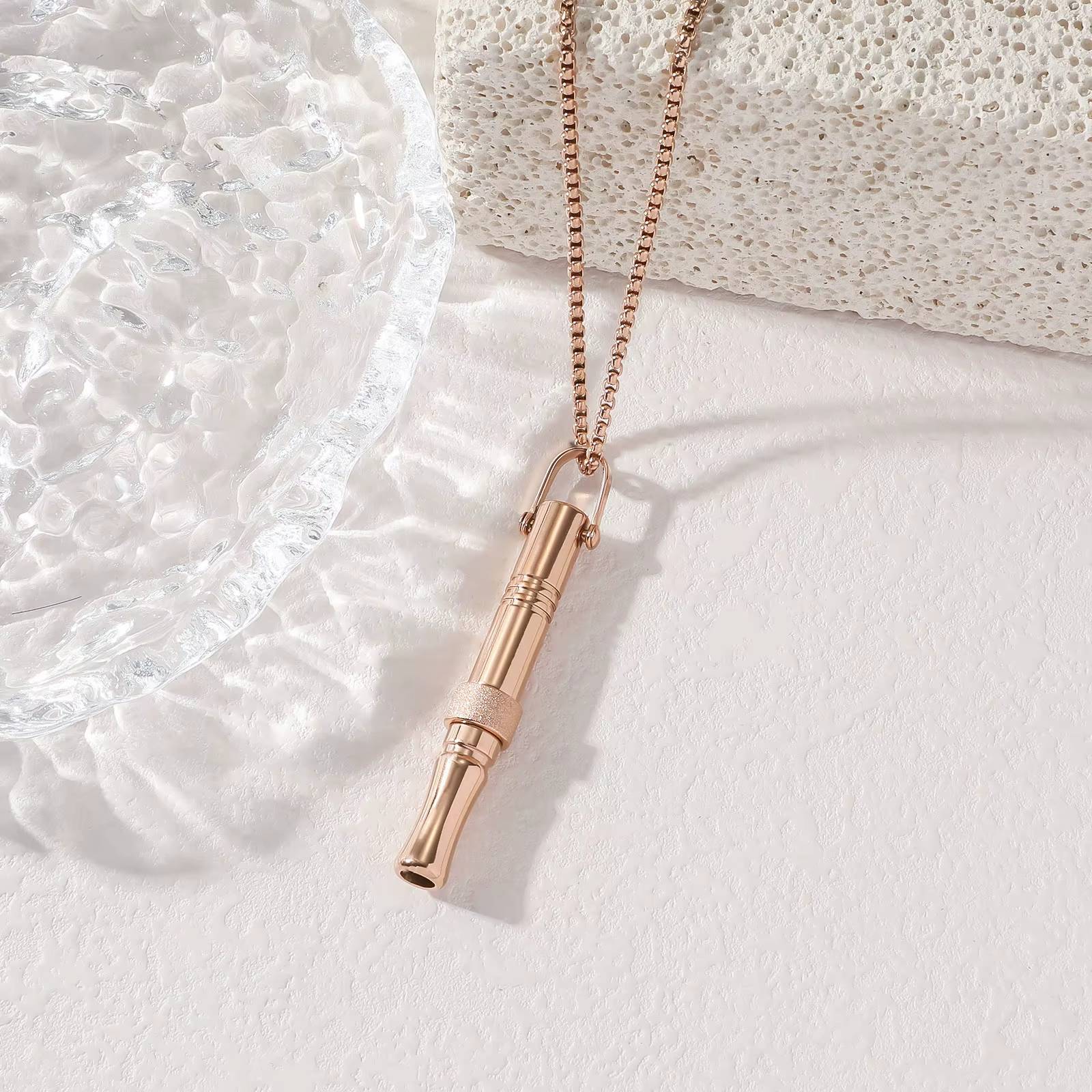 Whistle Stress Relief Anxiety Mindful Breathing Relaxation Calming Meditation Stainless Steel Pendant Fashion Jewelry Necklaces celestejewels