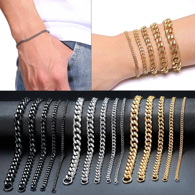 Top Sell Cuban Chain Bracelet Stainless Steel 3-11mm celestejewels