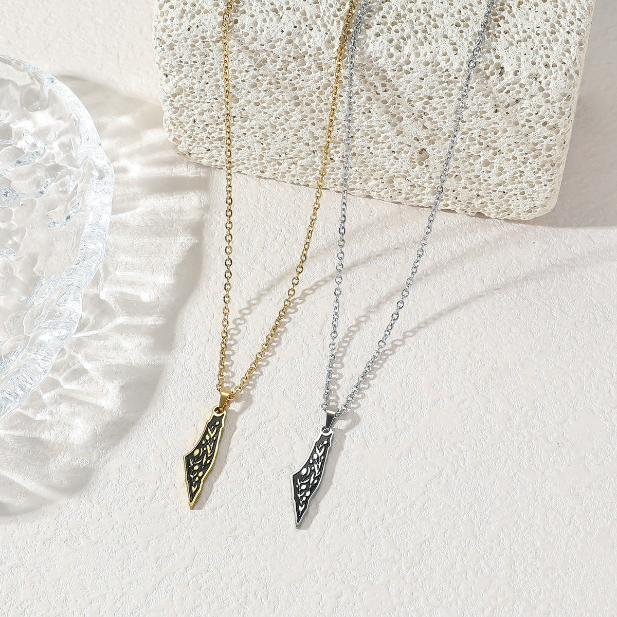 Palestinian Arabic Islam Muslim Allah Calligraphy Quran Eid Stainless Steel Fashion Jewelry Necklaces celestejewels