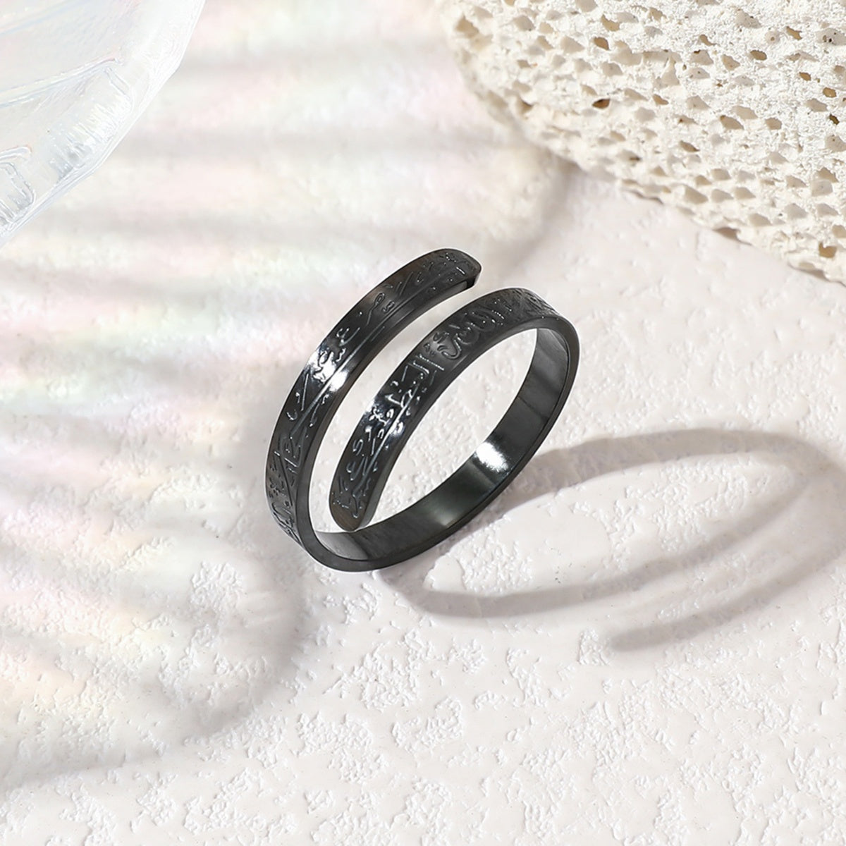 Adjustable Open Religious Arabic Quran Islamic Muslim Stainless Steel 18K Gold Plated Fashion Jewelry Rings for Womens celestejewels