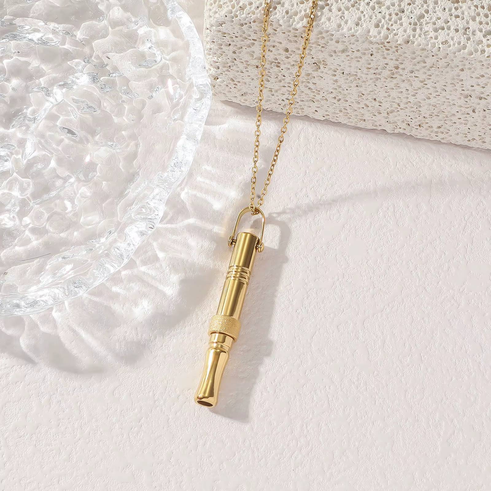 Whistle Stress Relief Anxiety Mindful Breathing Relaxation Calming Meditation Stainless Steel Pendant Fashion Jewelry Necklaces celestejewels