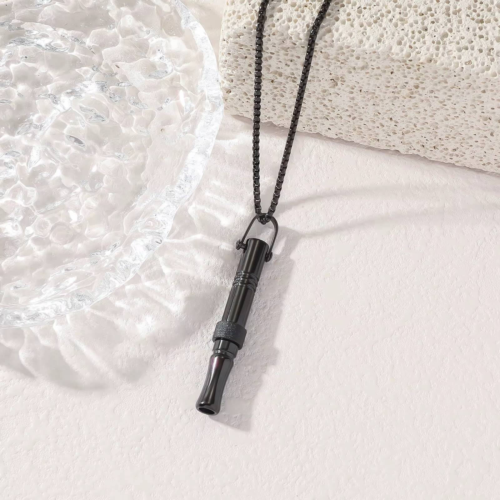 Whistle Stress Relief Anxiety Mindful Breathing Relaxation Calming Meditation Stainless Steel Pendant Fashion Jewelry Necklaces celestejewels