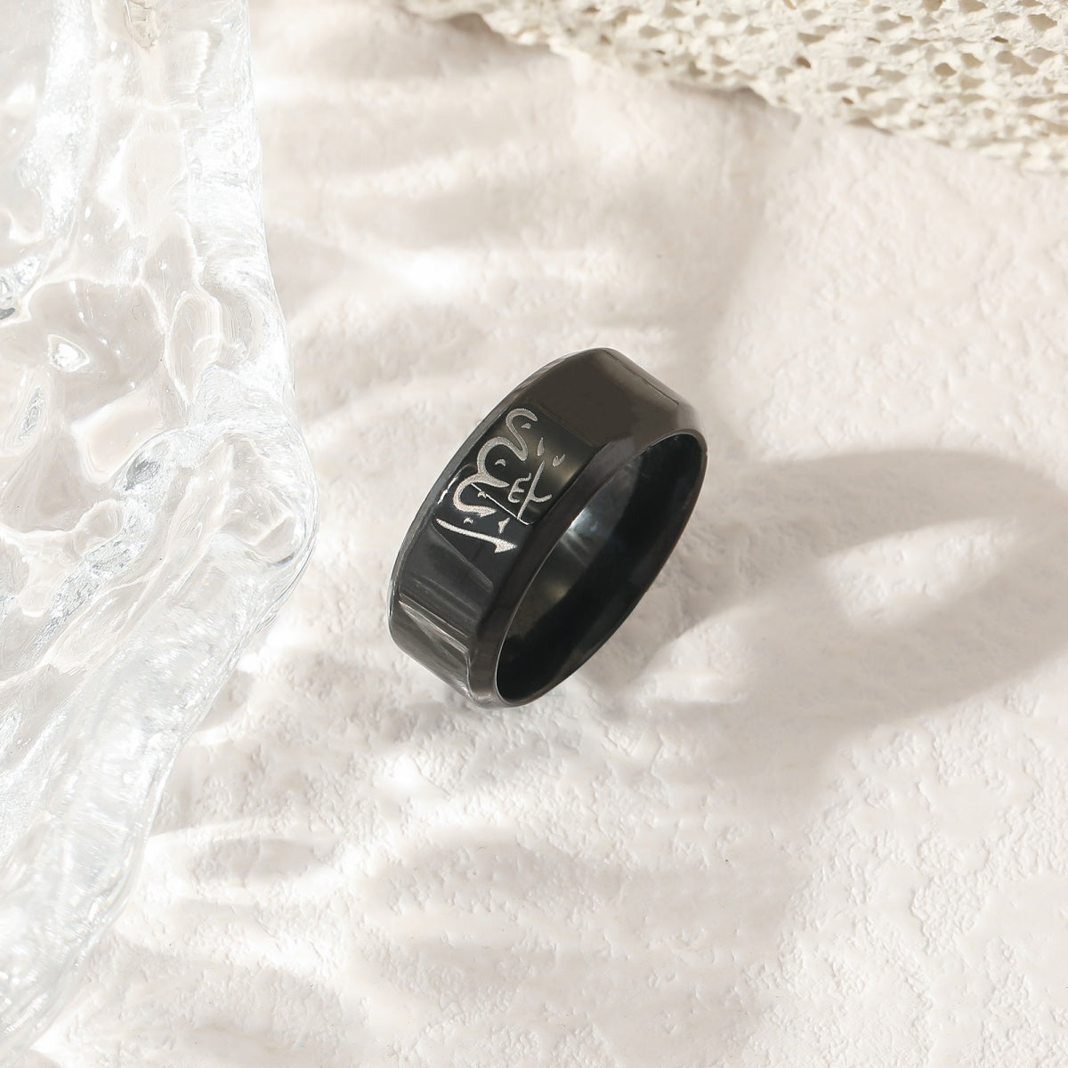 8MM Allah Arabic Muslim Ayatul Kursi Quran Islam Pvd Stainless Steel Fine Fashion Jewelry Rings for Men celestejewels