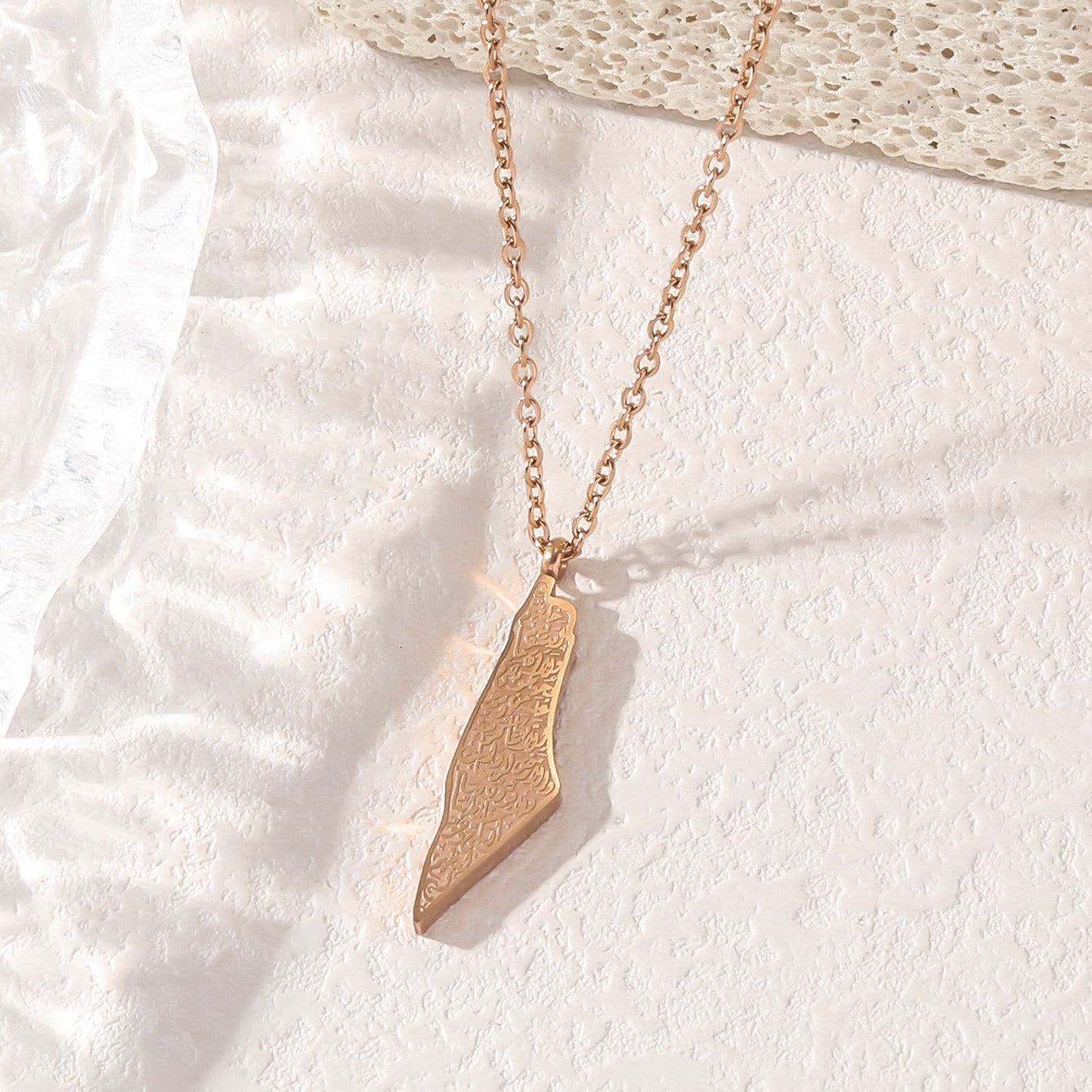 Islam Muslim Arabic Double Sided Carved Map Palestine Stainless Steel Pendant Fashion Jewelry Necklace celestejewels