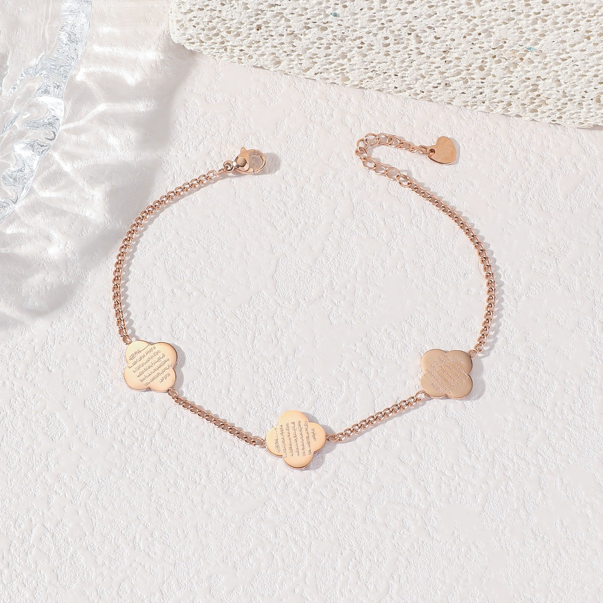 Clover Arabic Islam Engraved Ayatul Kursi 18K Gold Plated Stainless Steel Fashion Classic Jewelry Bracelet celestejewels