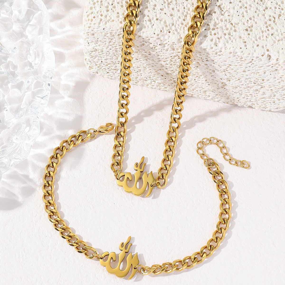 Allah Islamic Arabic Muslim Religious Waterproof Stainless Steel Tarnish Free Pendant Fashion Jewelry Necklaces Bracelets Quran celestejewels