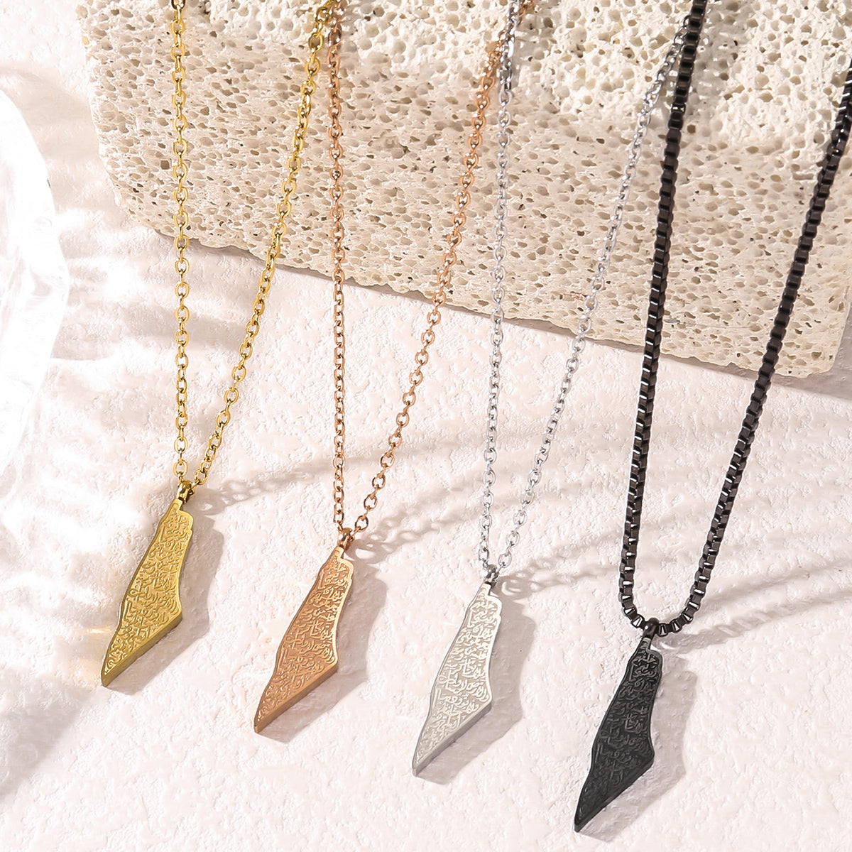 Islam Muslim Arabic Double Sided Carved Map Palestine Stainless Steel Pendant Fashion Jewelry Necklace celestejewels