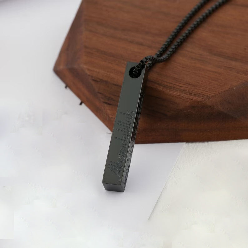 Religious Islam Muslim Arabic Pillar Carved Stainless Steel Pendant Fashion Jewelry Necklace celestejewels