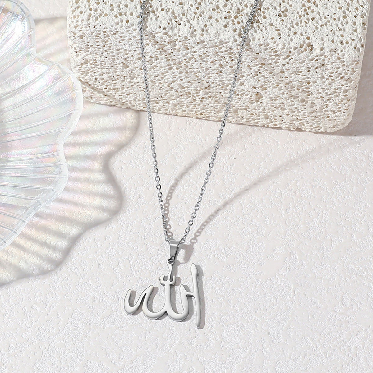 Religious God Allah Arabic Quran Islamic Muslim Stainless Steel Eid Pendant Fashion Jewelry Necklaces celestejewels