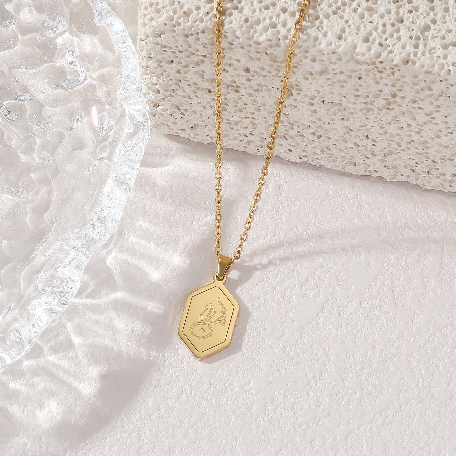 Religious Islam Muslim Arabic Allah Geometric God Stainless Steel Pendant Fashion Jewelry Necklaces celestejewels