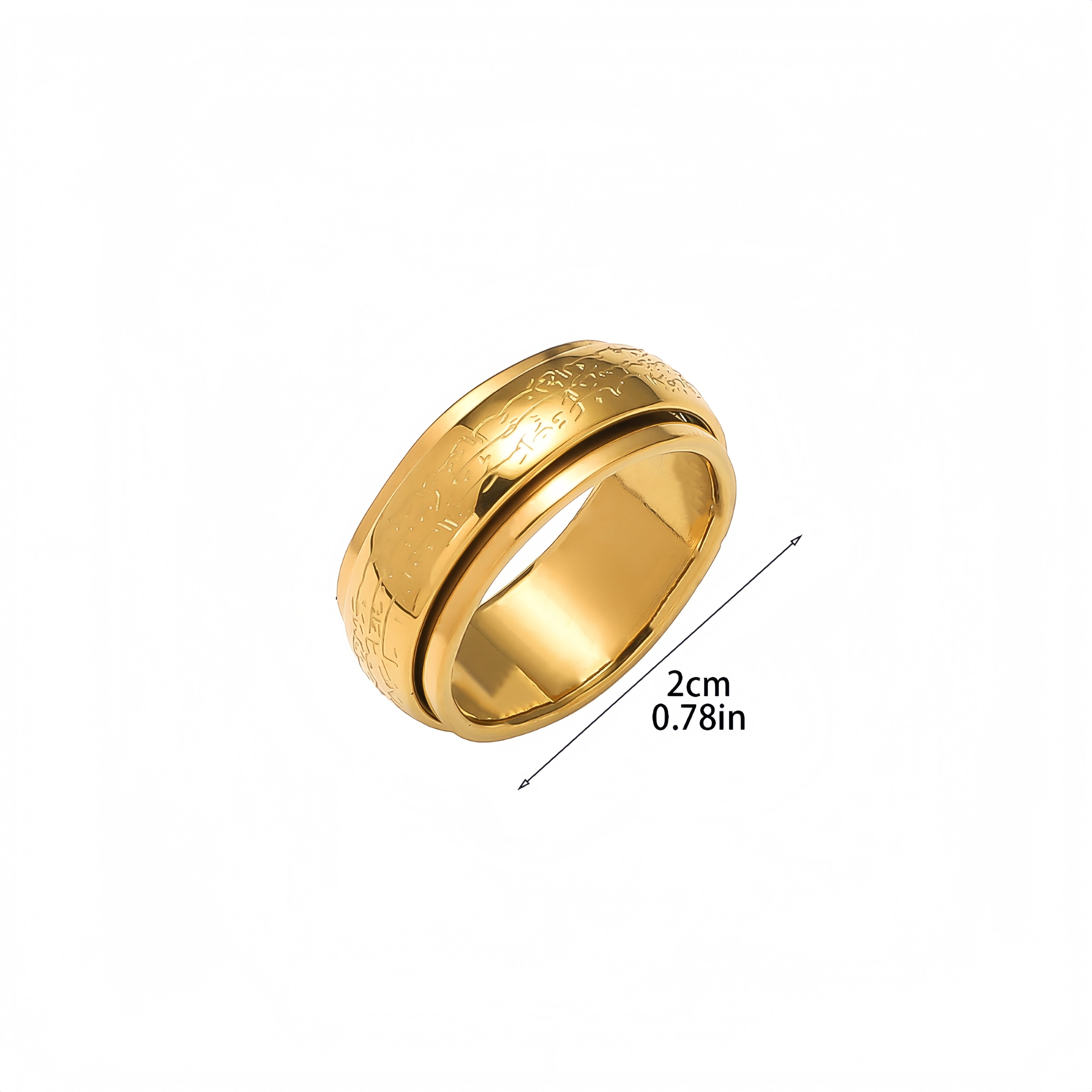 Rotatable Allah Arabic Muslim Religious Islam Waterproof Stainless Steel Non Anti Tarnish Jewelry Rings celestejewels