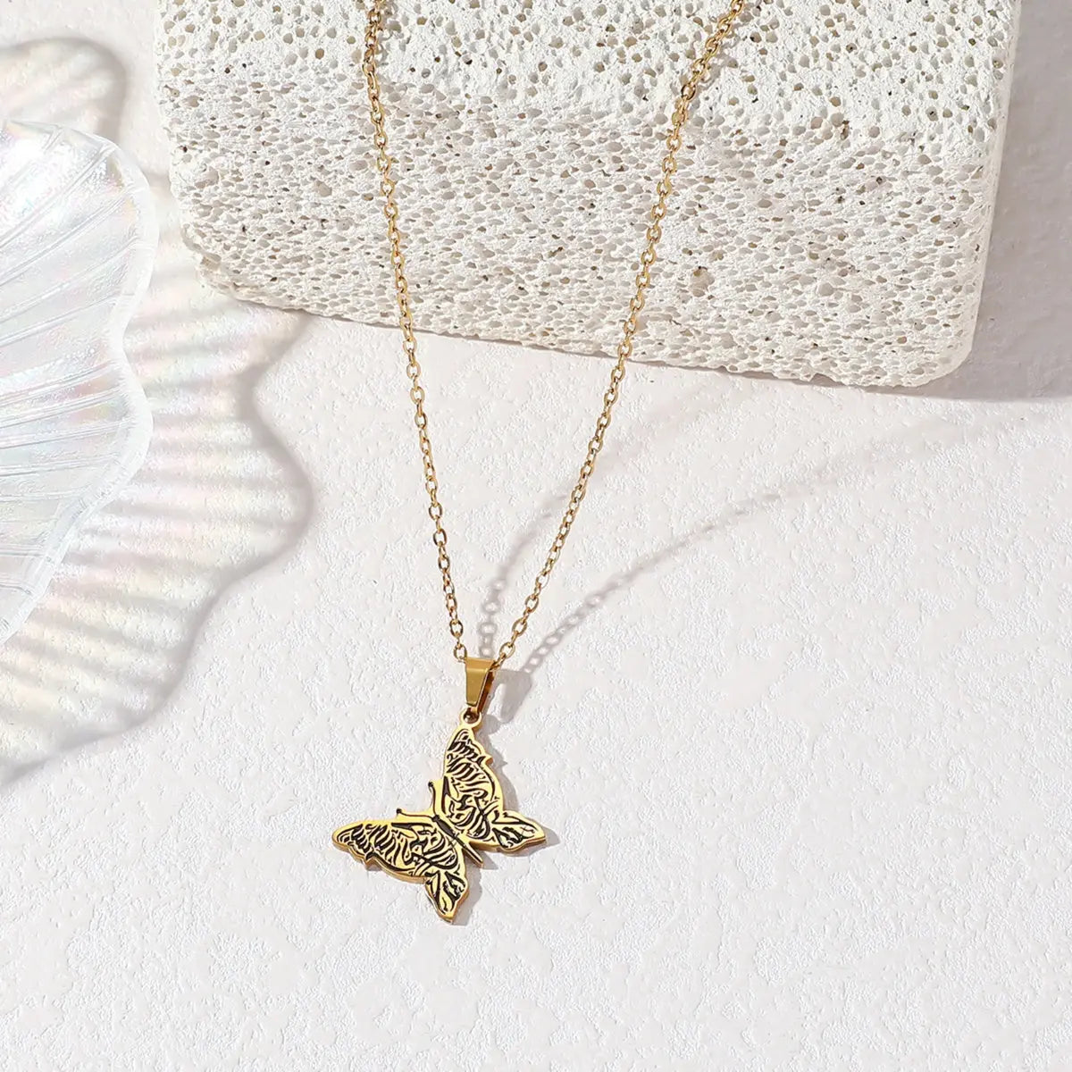 Amulet Butterfly Islamic Muslim Stainless Steel Eid Pendant Fashion Jewelry Necklace Women celestejewels