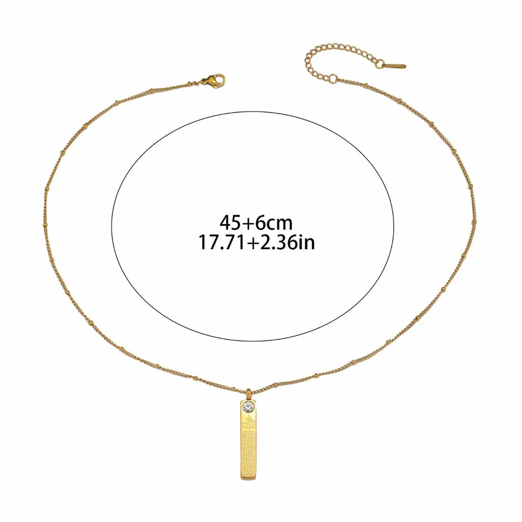 Allah Amulet Quran Verse Islamic Muslim Titanium Zircon Stainless Steel Eid Pendant Fashion Jewelry Necklace celestejewels
