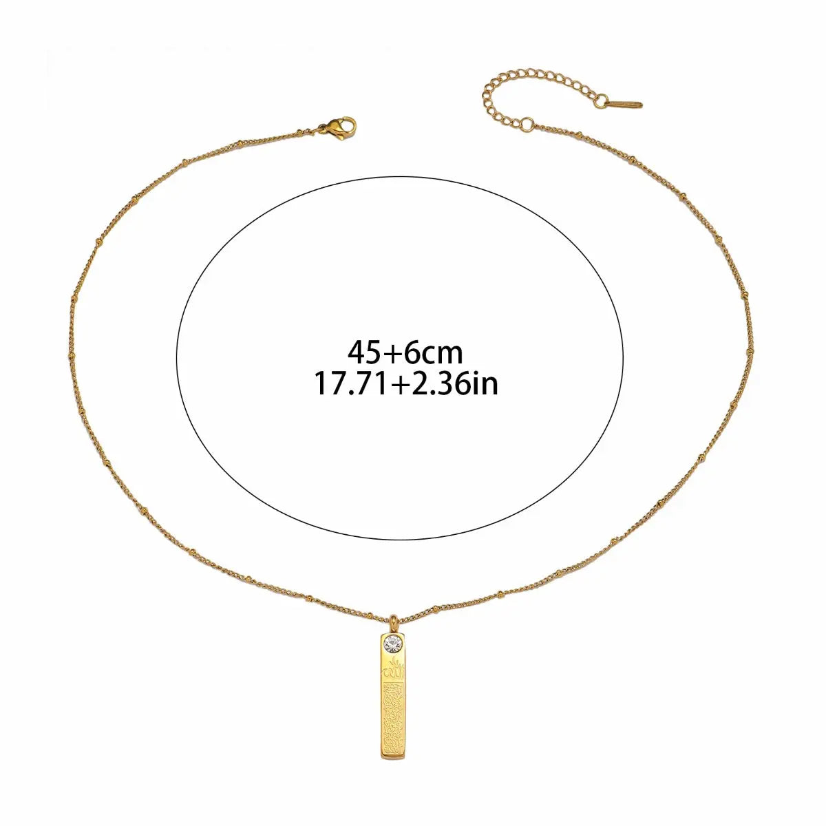 Allah Amulet Quran Verse Islamic Muslim Titanium Zircon Stainless Steel Eid Pendant Fashion Jewelry Necklace celestejewels