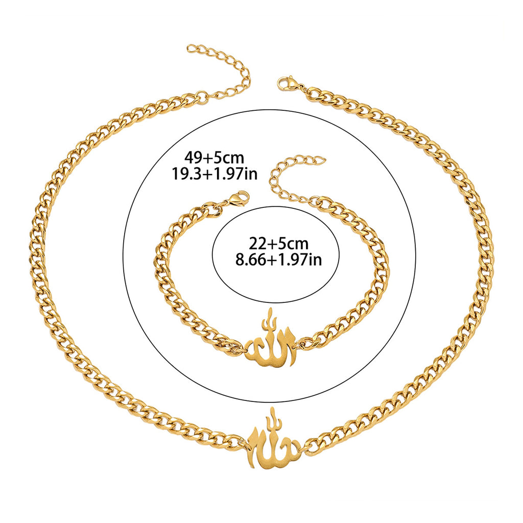 Allah Islamic Arabic Muslim Religious Waterproof Stainless Steel Tarnish Free Pendant Fashion Jewelry Necklaces Bracelets Quran celestejewels