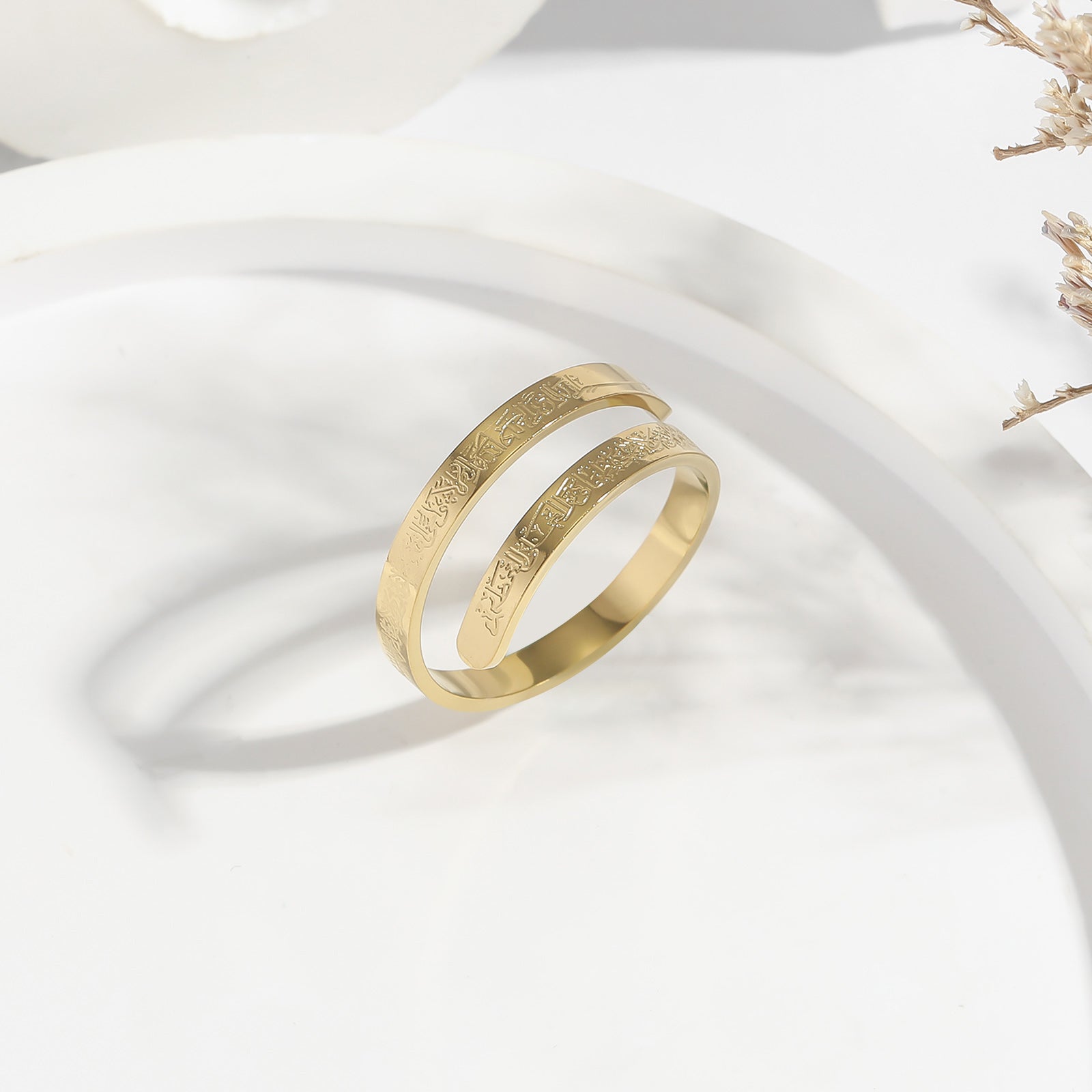 18K Gold Titanium Islam Stainless Steel Arabic Symbol Necklace Ring Bracelet for Women Set Design Collarbone Chain Pendant Women celestejewels