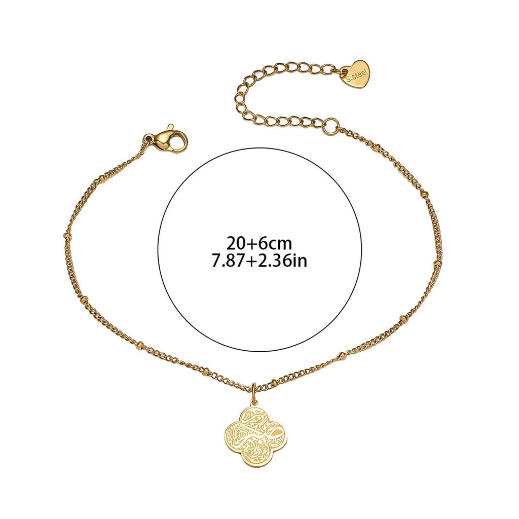 Clover Arabic Islam Muslim Ayatul Kursi Non Tarnish Waterproof Stainless Steel Fashion Jewelry Bracelets for Women celestejewels