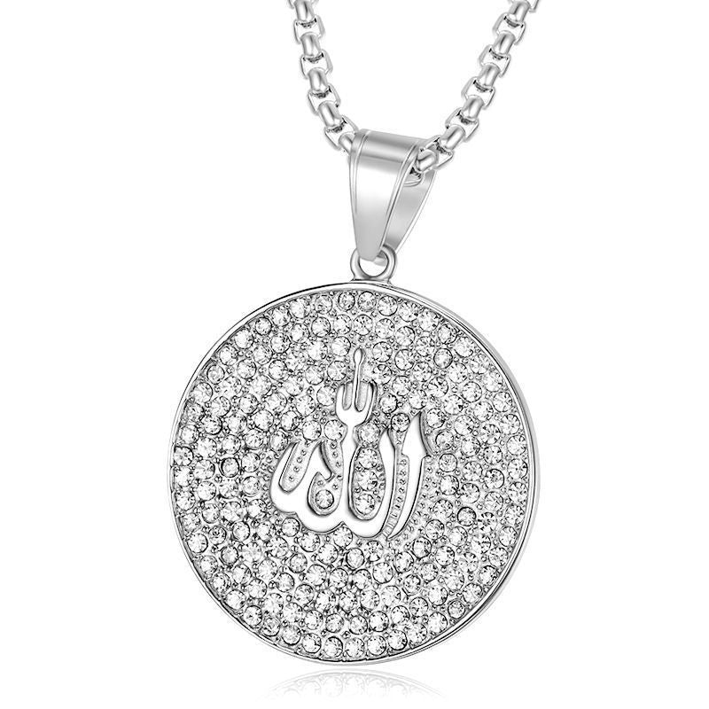 Allah Muslim Islamic Arab Medal Coin Moissanite Stainless Steel Pendant Fashion Jewelry 18K Gold Plated Necklaces for Woman 2024 celestejewels