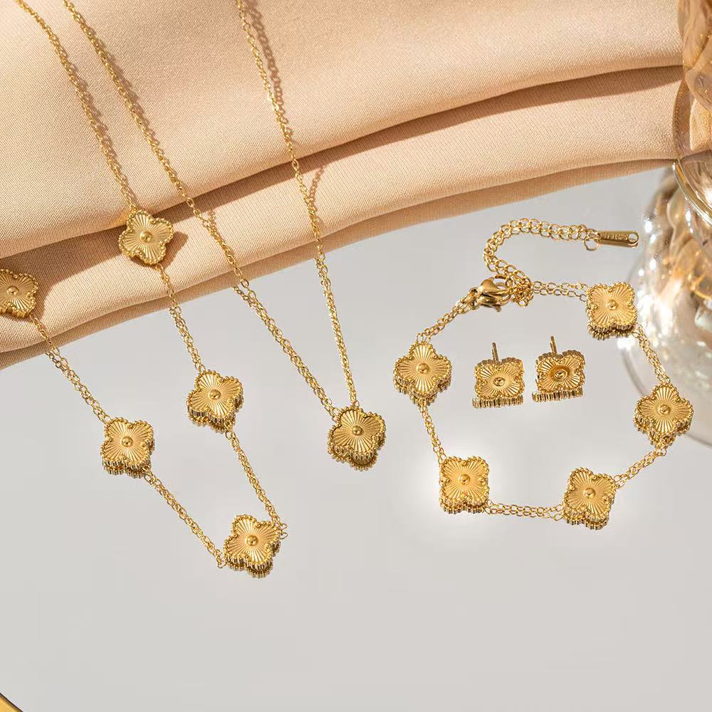 Luxury Five Clover Flower 18K Gold Plated celestejewels