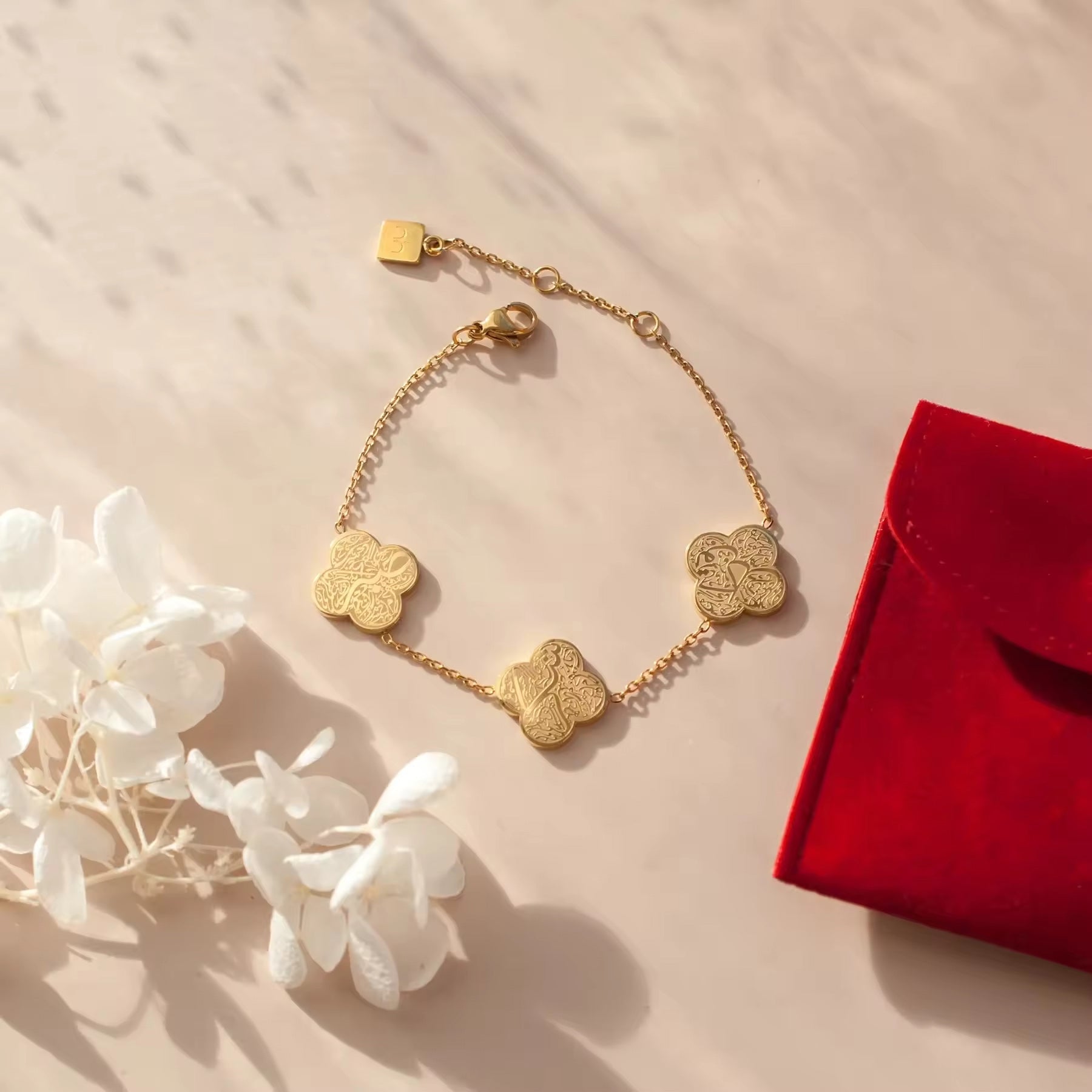 Islam Muslim Arabic Allah Gratitude Trust in God Clover Stainless Steel Pendant Fashion Jewelry Necklaces for Women celestejewels